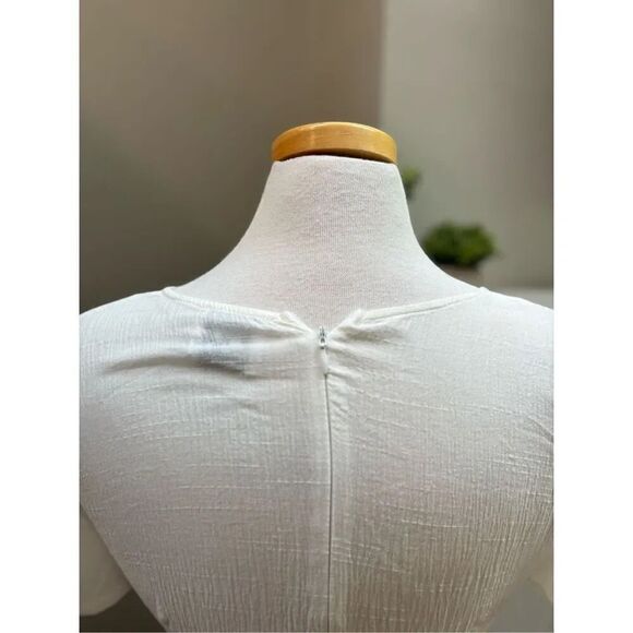 Princess Polly 8 cream gauze faux strap ruffle bottom mini dress w- back zip clo - Picture 6 of 7